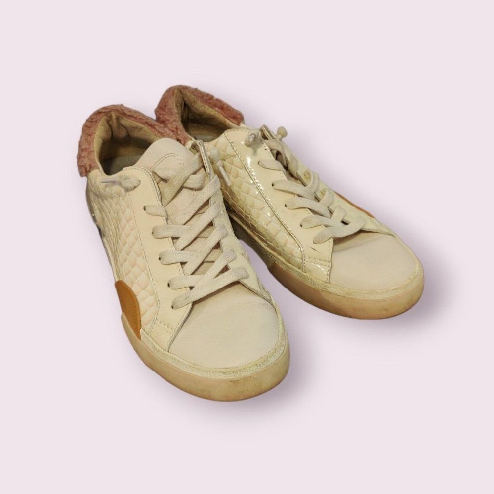 Dolce Vita Women's ZINA Cream & Dust Pink Slip On Lace Up Sneakers Size 7.5